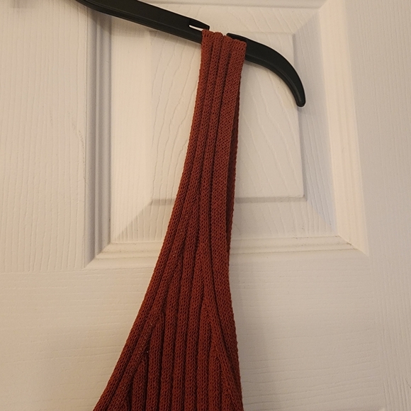 VINCE Rib Tie Back Cotton Blend Sweater Tank Top In Rust Amber Size L - Picture 10 of 14